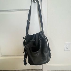 Black bucket bag